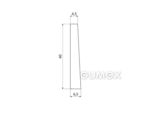 Silikónový profil tvaru "lichobežník", 40x6,5/4,5mm, 60°ShA, -60°C/+180°C, biely